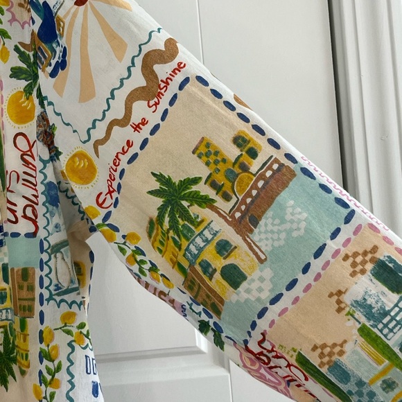 True Destinations Cotton Swim Cover Up Button Up Shirt/Dress Size XL Vacation - Picture 4 of 13